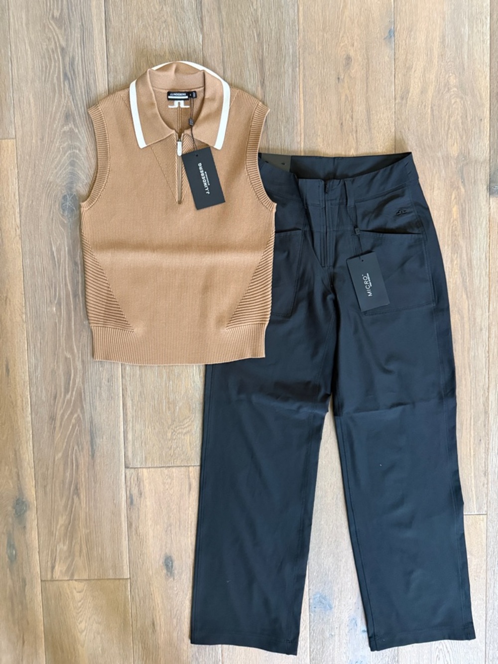 J.LINDEBERG Golf Women Ramona Knitted Polo M & Black High-Rise Juna Pants 27 NWT